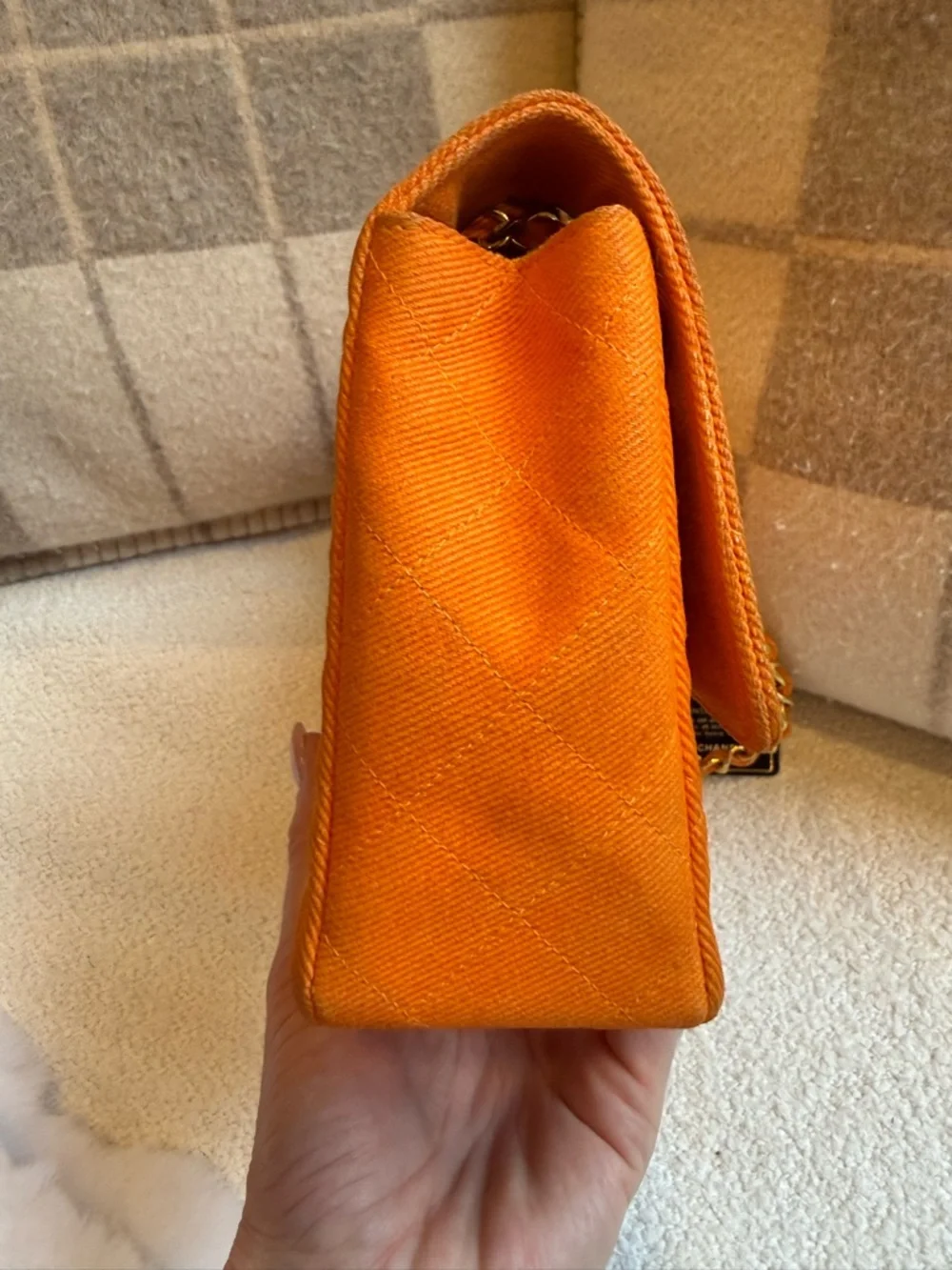 CHANEL Vintage Orange Denim Timeless Classic Medium Flap with 24K Gold Hardware - Picture 11 of 12